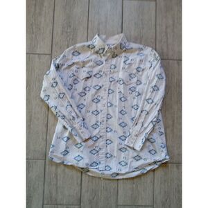 Ely Cattleman Men Button Up Shirt XX Large Blue Aztec Western Pearl Snap